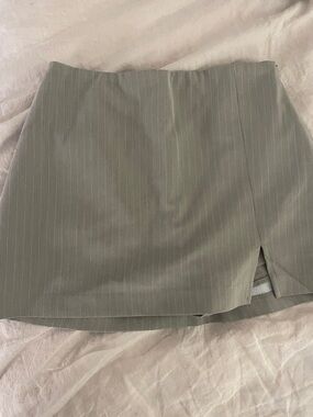 stradivarius Grey Pinstripe Mini Skirt with Side Slit